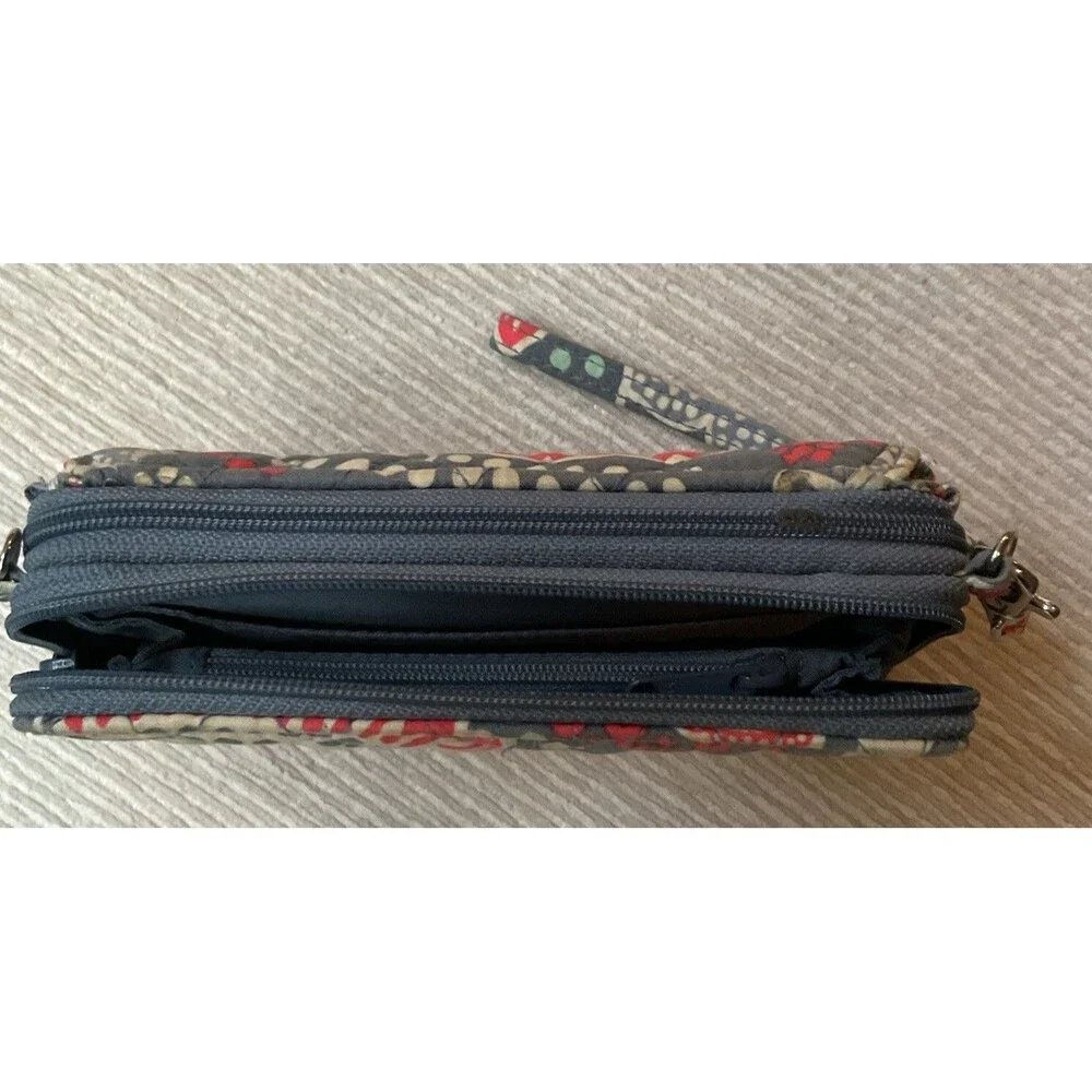 Vera Bradley Gray Floral Zip Around Wallet Wristlet - Picture 3 of 8